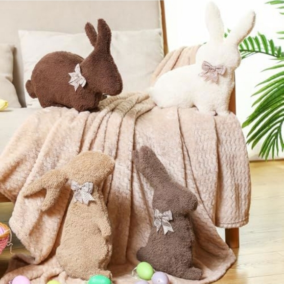 Other - Plush Bunny Decor Set in Brown and Cream